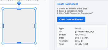 Check Selected Element showing an object's type, ID, shape, size, position and font