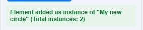 Success message: Element added as instance, total instances 2